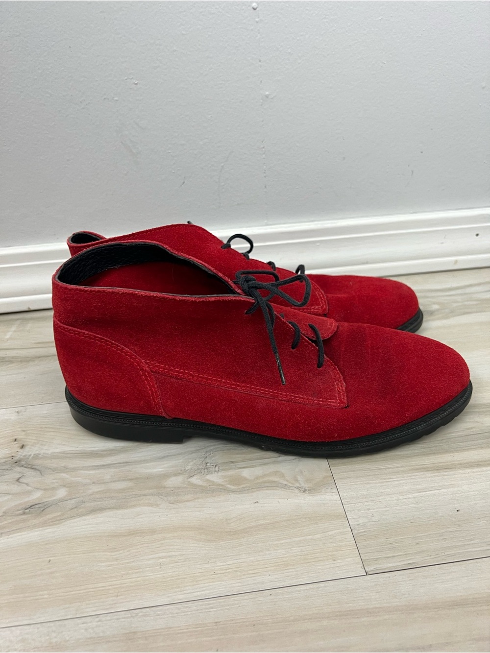 Eddie Bauer Red Suede Classic Lace Up Boots Vintage